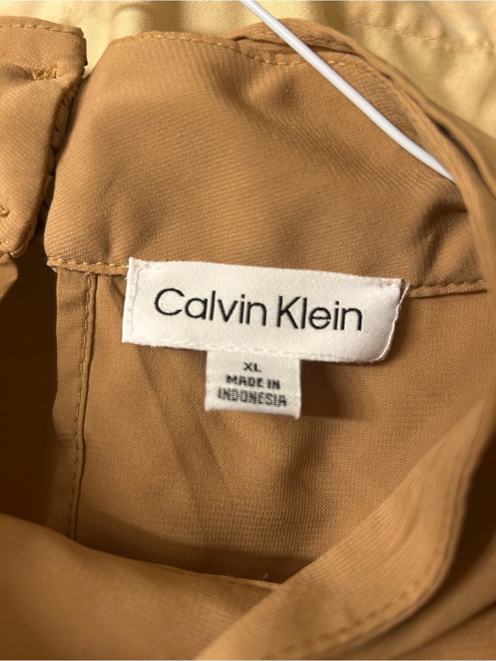 Calvin Klein Sleeveless Tie-Neck Blouse in Camel - Picture 2 of 3